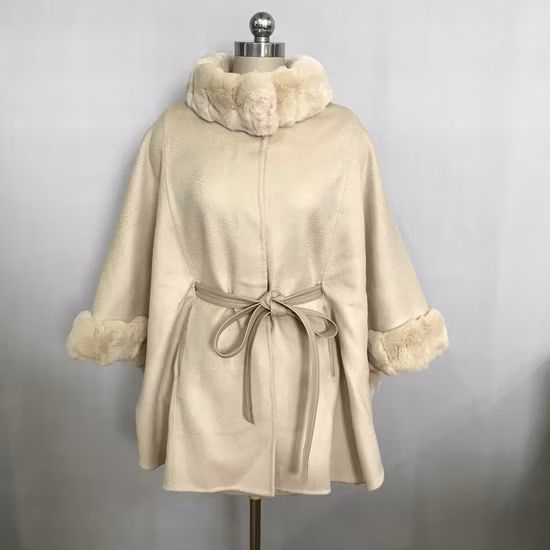 Eleganter Schal-Poncho für Damen, Winterfell-Cardigan-Mäntel